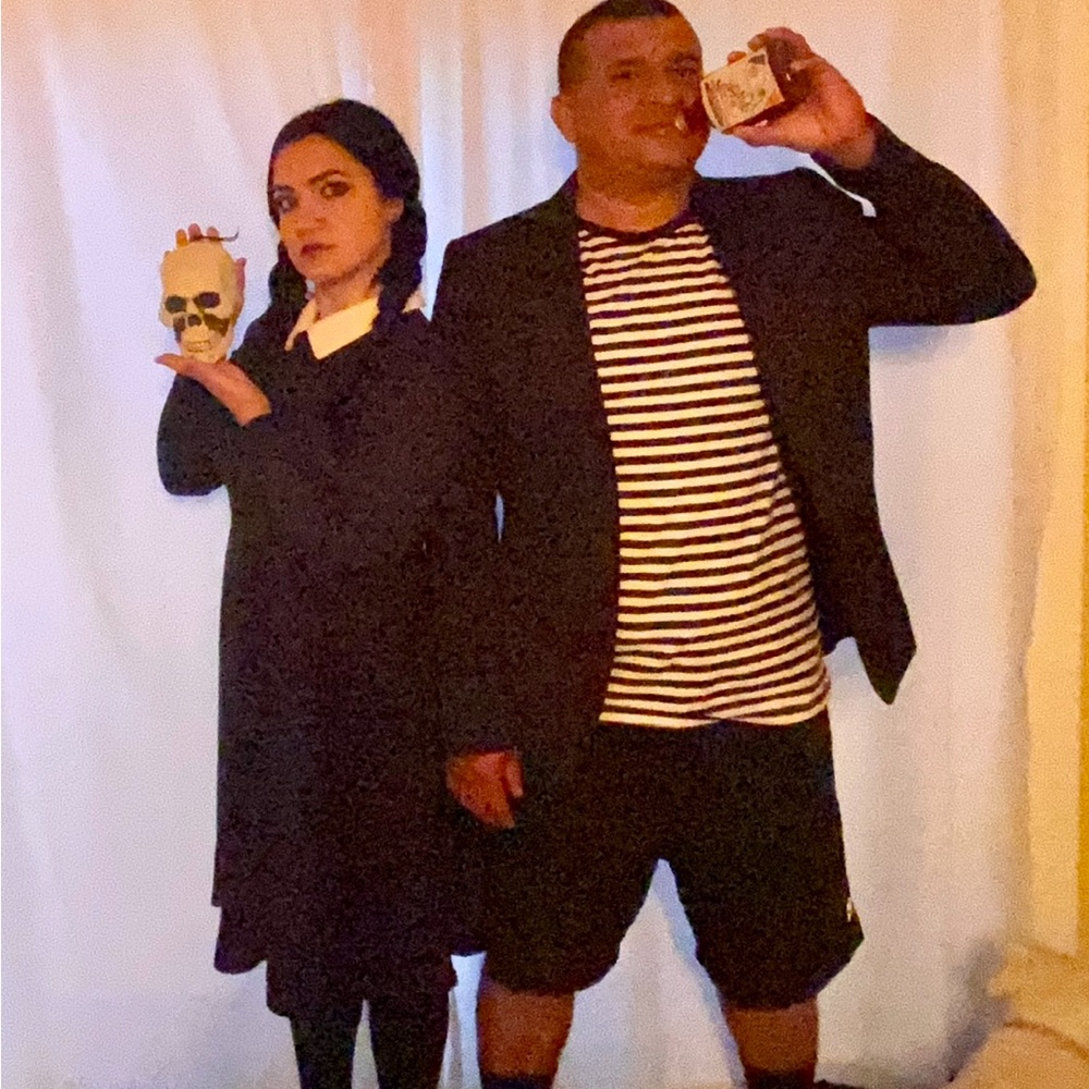 Addams Family-Wednesday dress and Pugsley shirt